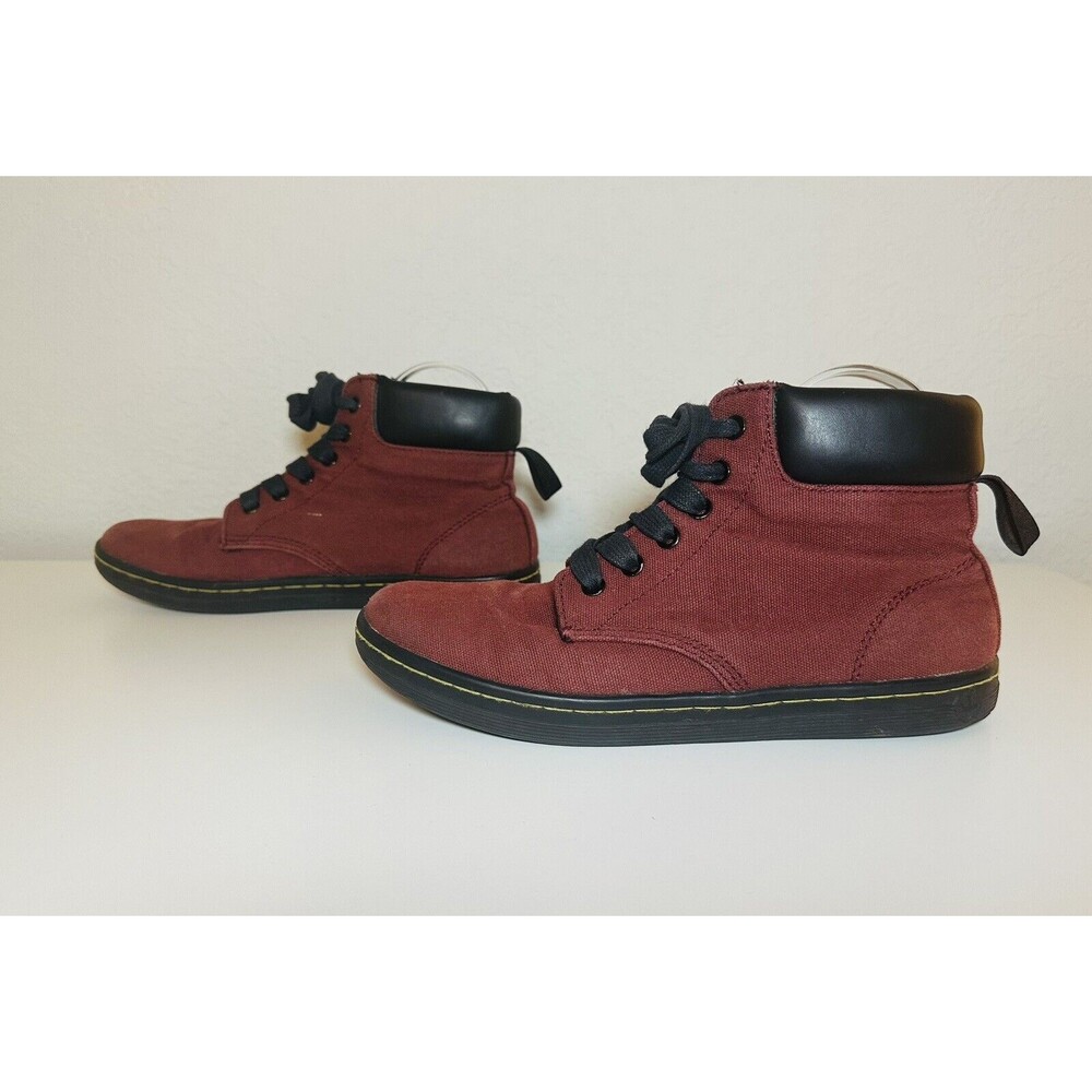 Dr Martens Womens 8 Maelly Ankle Boots Booties Red Canvas Flat Shoes Chukka‎